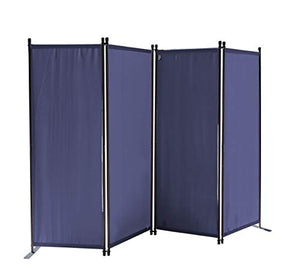 QUICK STAR Paravento da Giardino 220 x 165 cm 4 parti pieghevole Divisorio in Tessuto Balcone Protezione della Privacy Blu