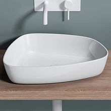 doporro Lavabo da Appoggio, Lavandino Bagno51.1X38.7X12cm, Lavabo da Minerale Fuso Colossum806, Bianco lucido