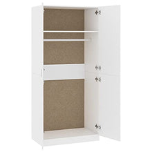 Montloxs Armadio a 2 Ante, Mensola Grande con Barra Appendiabiti, mobili per Camera da Letto, 90x52x200 cm, Bianca