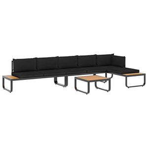 Tidyard Set Divano da Giardino 4 pz ad Angolo, Set di Mobili da Giardino, Set Divano Esterno Cuscini in Alluminio WPC