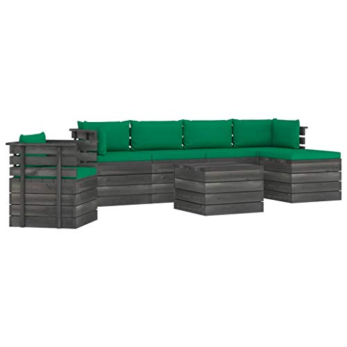 FAMIROSA Set Divani da Giardino su Pallet 7 pz con Cuscini Massello Pino-1880