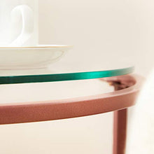 VASAGLE Tavolino da caffè, Tavolino Rotondo con Piano in Veltro Temperato e Struttura in Metallo Colore Oro Rosa, per Soggiorno, Balcone, Decorativo, Comodino, Oro Rosa LGT020A02
