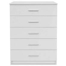 GOTOTOP Credenza in truciolato con 5 cassetti, armadio ausiliario moderno, per corridoio, soggiorno, camera da letto, 71 x 35 x 106 cm, bianco opaco