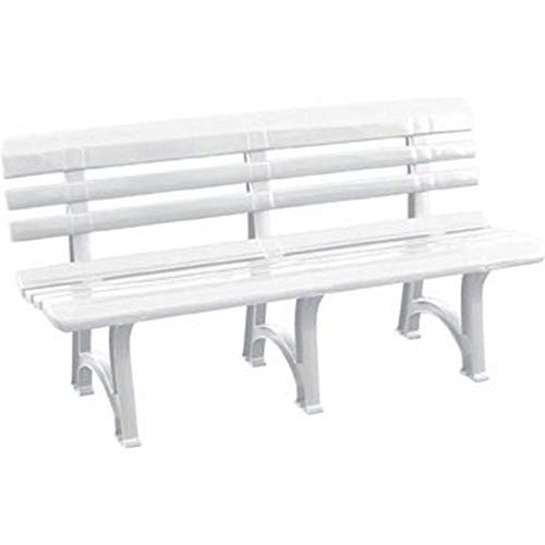 Totò Piccinni Panca Panchina Olimpia in Plastica Polipropilene per Esterno Giardino Terrazzo 150 (L) x 53 (P) x 73 (A) (Bianco)