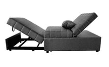 Gardenia Divano Strip Poltrona Pouf Letto Singolo in Tessuto con Cuscino Abbinato, Legno, Grigio