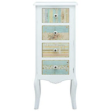 SKM Credenza con 4 Cassetti Bianca 40x30x95 cm in MDF
