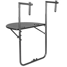 PrimeMatik - Tavolino semicircolare Regolabile per Balcone 60x39cm Nero
