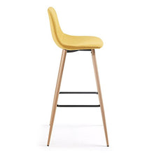 Kave Home – Sgabello da bar Nolite senape 75 cm con schienale e gambe in acciaio effetto legno