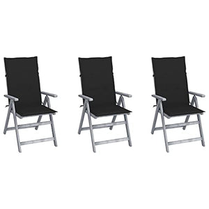 vidaXL Sedie da Giardino Reclinabili 3 pz con Cuscini Massello Acacia