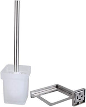 Ghelf Pennello da toilette quadrato con pennello e tazza in acciaio inox e vetro per WC Spazzolato nichel finito a parete fissato a parete solido Spazzola per la spazzola per la spazzola igienica Hold