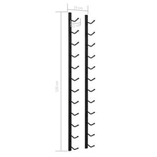 Portabottiglie da parete per bottiglie di vino, Scaffale per Vini Porta-Bottiglie in Ferro verniciato a polvere, per 12 bottiglie, 19 x 11 x 120 cm, Nero