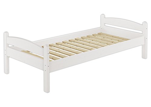 Erst-Holz Solido Bianco Letto Anche per Bambini 100x200 in Pino massello con doghe rigide 60.32-10W