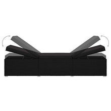 Festnight Lettino Prendisole con Cuscino in Polyrattan Schienale Regolabile Nero per Arredo Esterni e Giardino 195 x 60 x 31 cm Letto Isola da Giardino Esterno