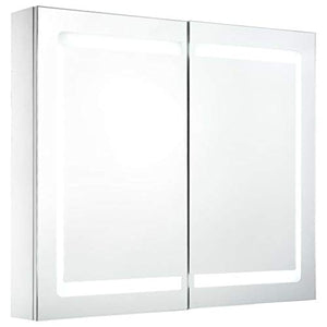 Festnight Armadietto Bagno con Specchio e LED,Pensili Bagno,Mobile Specchio Bagno,Specchiera Bagno con Luce,Mobiletto Bagno Pensile,Mobiletto Bagno con Specchio 80x12,2x68 cm