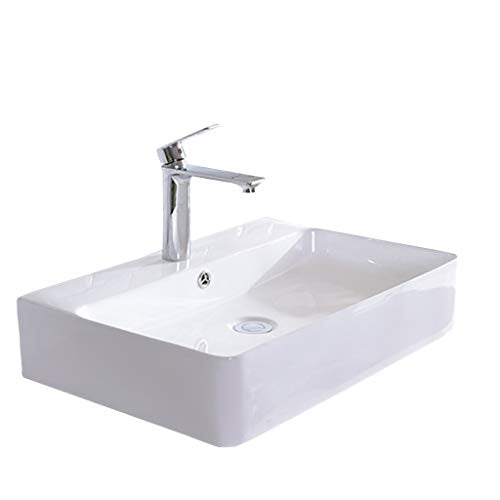Lavandini bagno Lavelli da Bagno Lavabo in Ceramica Lavandino Bianco Semplice for la casa Ristorante Toilette for toeletta Mobili Facile da Pulire Regalo (Color : Bianca, Size : 60x42x13cm)