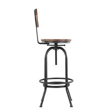 IKAYAA Industrial Bar Sgabello Altezza Regolabile Girevole Cucina Sedia Metallo con Schienale