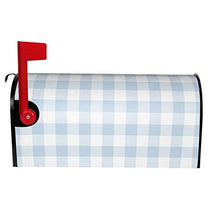 Copertura magnetica per cassetta delle poste, motivo a quadretti bianchi e blu pastello, per decorazione da giardino, dimensioni standard, 53 x 45 cm