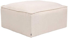 CLP Pouf Cuscino da Terra Nantes in Velluto O Stoffa I Puff Poggiapiedi Design Rettangolare con Piedini I Altezza 30 CM, Colore:Crema, Materiale:Stoffa