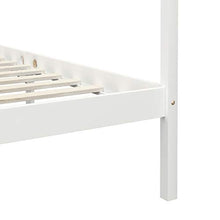 BIGTO - Struttura letto a baldacchino con 2 cassetti in legno di pino massello, mobili per camera da letto, 100 x 200 cm, colore: Bianco