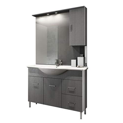 MOBILE BAGNO VENICE CM 105 CON LAVABO E SPECCHIO Larice Grigio