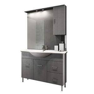 MOBILE BAGNO VENICE CM 105 CON LAVABO E SPECCHIO Larice Bianco