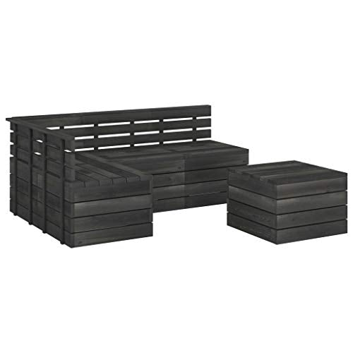 vidaXL Set Divani da Giardino su Pallet 5 pz Legno Pino Grigio Scuro