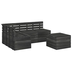 vidaXL Set Divani da Giardino su Pallet 5 pz Legno Pino Grigio Scuro