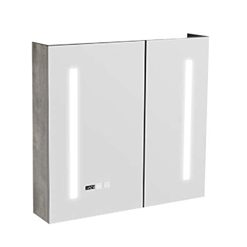 Armadietti a specchio Di Legno Solido Bathroom Specchio Gabinetto Parete degli Specchi Specchio da Toilette Gabinetto Bagno Antiappannamento degli Specchi con La Luce E Mensola