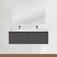 OrionShop Mobile Bagno Sospeso Leda da 120cm Grigio Opaco con Lavabo Specchio e Lampada LED Inclusi