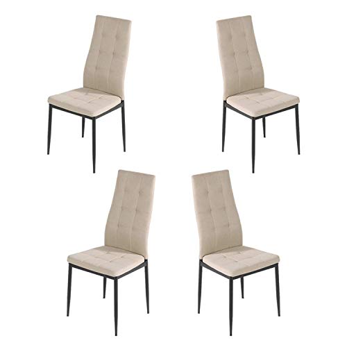 Brigros - Sedie di Tessuto Milano - Set da 4 Sedie Design per Sala da Pranzo, Sedie da Cucina, Ufficio, Sala d'Attesa, Camera da Letto (Beige)