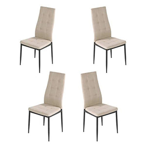 Brigros - Sedie di Tessuto Milano - Set da 4 Sedie Design per Sala da Pranzo, Sedie da Cucina, Ufficio, Sala d'Attesa, Camera da Letto (Beige)