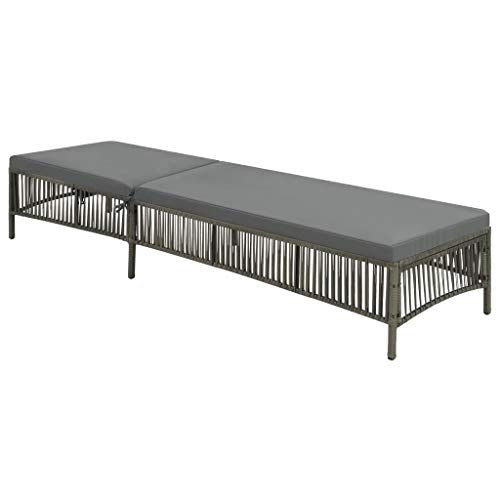 vidaXL Lettino Prendisole in Polyrattan Grigio con Cuscini Regolabile Sdraio