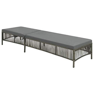 vidaXL Lettino Prendisole in Polyrattan Grigio con Cuscini Regolabile Sdraio
