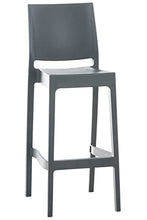 Sgabello Bar Maya Impilabile In Polipropilene I Sgabello Outdoor Con Schienale I Sedia Sgabello Alta In Plastica Alt. 75 CM, Colore:grigio scuro