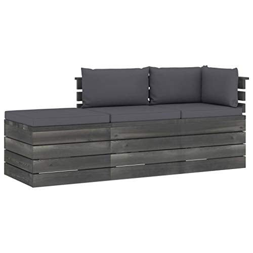 FAMIROSA Set Divani da Giardino su Pallet 3 pz con Cuscini Massello Pino-1767