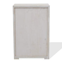 Rebecca Mobili Comodino 3 cassetti, cassettiera piccola, legno Paulownia, bianco grigio, design shabby vintage, camera bagno - Misure: 52,5 x 35 x 24 cm (HxLxP) - Art. RE4601