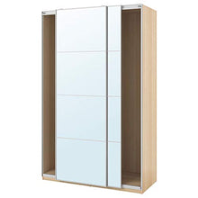 PAX armadio con ante scorrevoli 150x66x94 cm effetto rovere tinto bianca/vetro specchio Auli