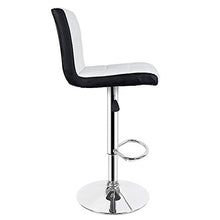 YJIIJY 2 x Sgabello da Bar/Cucina, Similpelle, Regolabile e Girevole a 360°, Schienale e Poggiapiedi, Struttura in Acciaio Cromato, Peso Max: 200 kg, PU（Bianco+Nero）