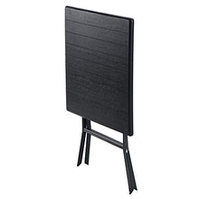 SONGMICS Tavolino Pieghevole da Giardino con Superficie in Plastica con Venatura del Legno, Gambe in Ferro Stabile, Piedini Simili di Zoccoli, Chiusure di Sicurezza, 62 x 62 x 73 cm, Nero GPT04BK