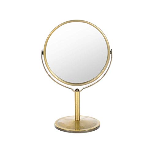 SMEJS Specchio for Il Trucco Illuminato su Due Lati - Specchio da Tavolo con piedistallo for Specchio da Barba da Bagno for Camera da Letto Specchio cosmetico for toeletta in Oro Cromato