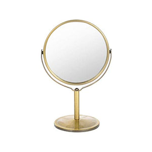 SMEJS Specchio for Il Trucco Illuminato su Due Lati - Specchio da Tavolo con piedistallo for Specchio da Barba da Bagno for Camera da Letto Specchio cosmetico for toeletta in Oro Cromato