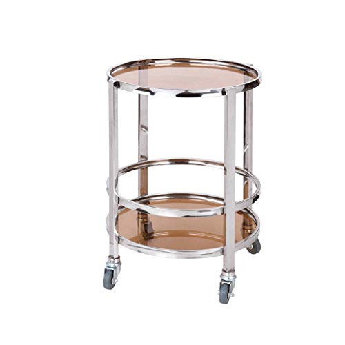 Carrello per Roll Bar/Carrello da Portata in Vetro con Struttura in Metallo E 2 Ripiani in Vetro Temperato, Carrello da tè/Vino con 4 Ruote, Ideale per Cucina, Hotel O Ristorante