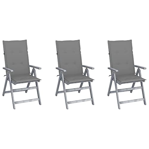 vidaXL Sedie da Giardino Reclinabili 3 pz con Cuscini Massello Acacia