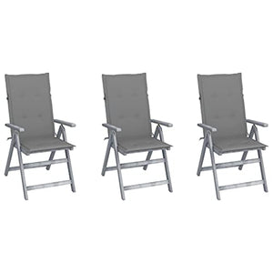 vidaXL Sedie da Giardino Reclinabili 3 pz con Cuscini Massello Acacia