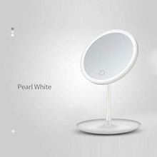 Ebingoo - Specchio da trucco con luce 5x, con ingrandimento 5x, con luce diurna a LED bianco a rotazione di 360 gradi, specchio da trucco cromato con controllo touch a batteria (bianco)