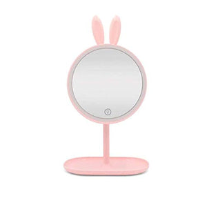 AJH Casa Specchio da toeletta Specchio da Trucco Specchio per Trucco Luce a LED 2 in 1 Lampada da Tavolo Rotonda Mini Specchio Portatile di Bellezza Specchi per Touch scr