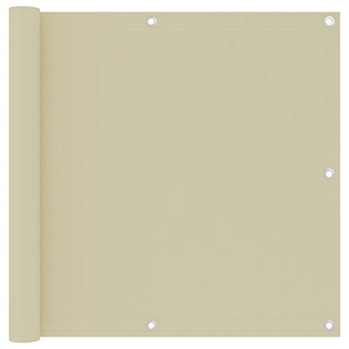vidaXL Paravento da Balcone Crema 90x500 cm Tessuto Oxford