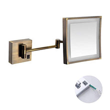MRJ Specchio Ingranditore da Trucco con Luce LED Specchio Trucco da Parete Lente d'Ingrandimento 3X Girevole 180 ° Cromato in Metallo Forma Quadrata