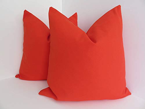 Toll2452 - Set di 2 federe decorative per cuscini, per esterni e esterni, colore: rosso, arancione