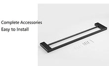 Doppio portasciugamani Bagno Doccia Organizzazione, portasciugamani spazzolato SUS 304 finitura acciaio inossidabile, accessorio bagno montato a parete, nero, lungo 40 cm
